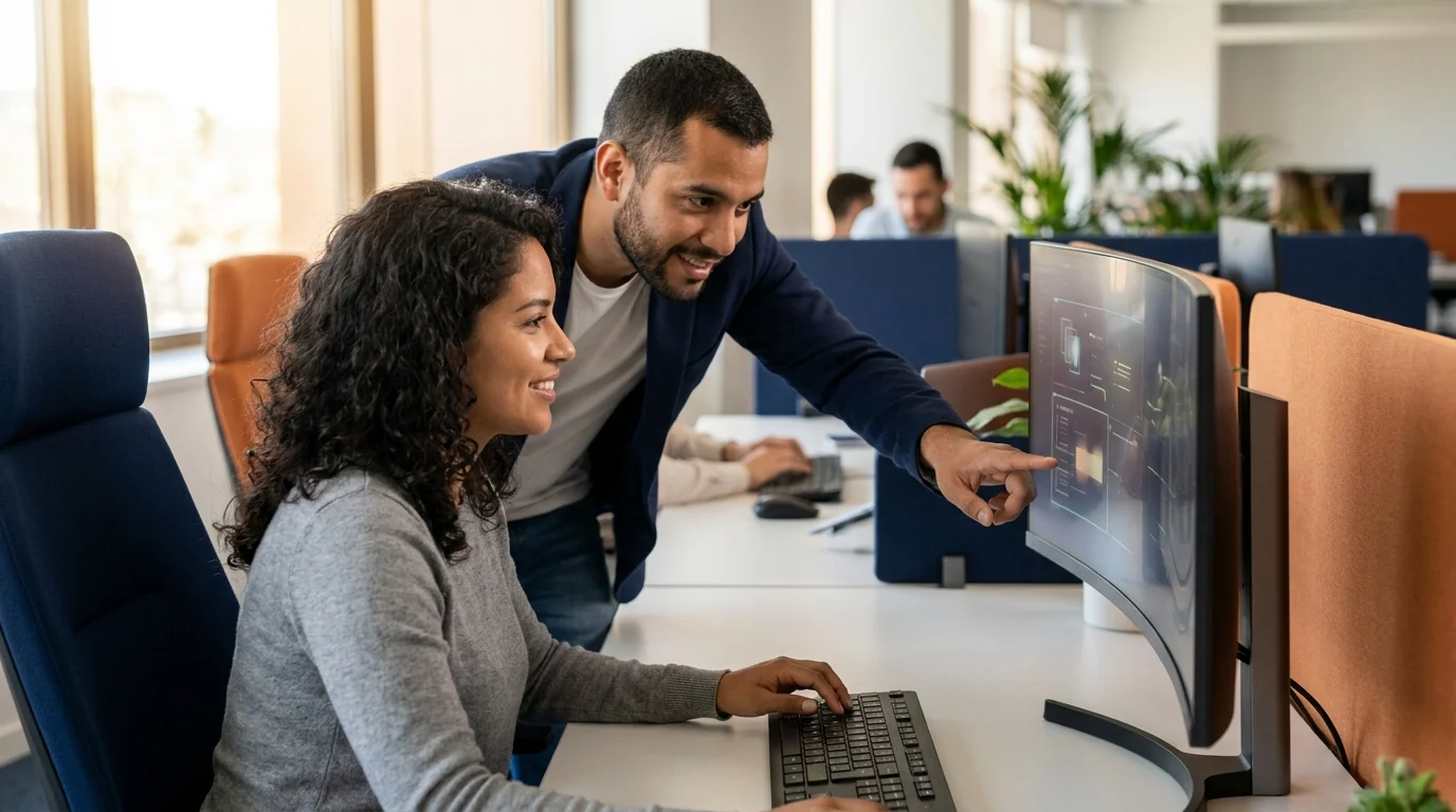 Pair programming at a workstation