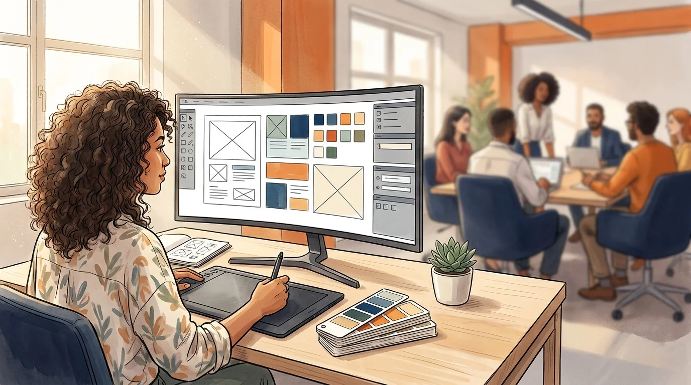 Web designer building a website layout